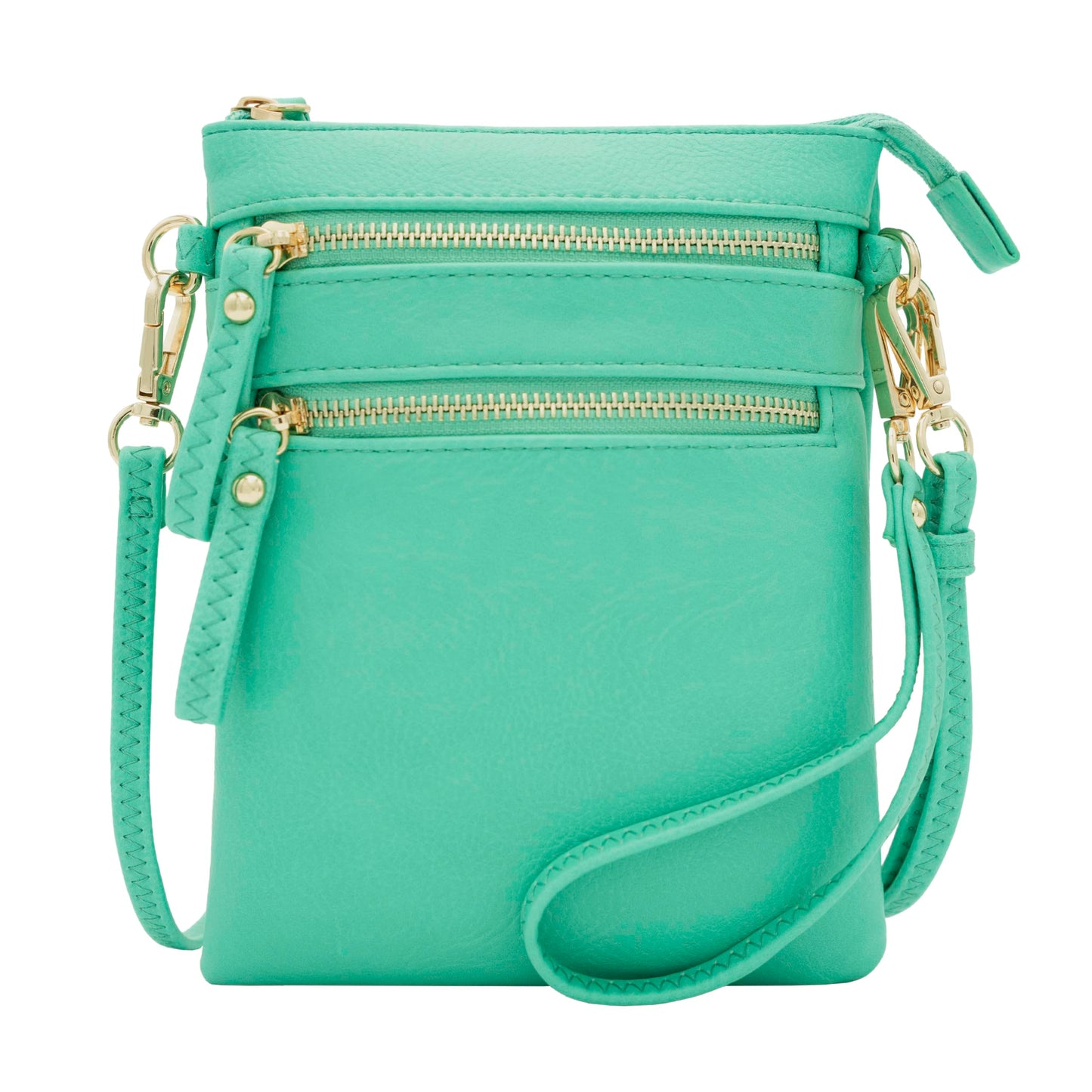 HOTSolene Small Crossbody Bag for Women, Multi Zip Pockets with Detachable Wristlet, Lightweight Travel Purse, Cell Phone Pouch