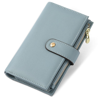 HOTGAEKEAO Wallets for Women Leather RFID Blocking Bifold Double Zipper Pockets Wallet Card Case Purse with 4 ID Windows