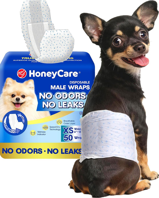 HOTHONEY CARE All-Absorb A27 Male Dog Wrap, 50 Count, Extra Small