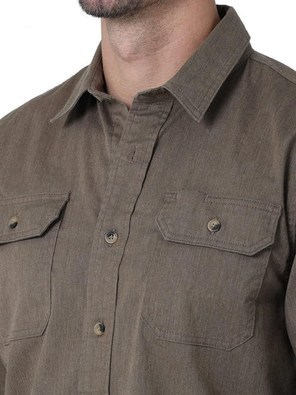 HOTWrangler Authentics Men's Long Sleeve Classic Woven Shirt