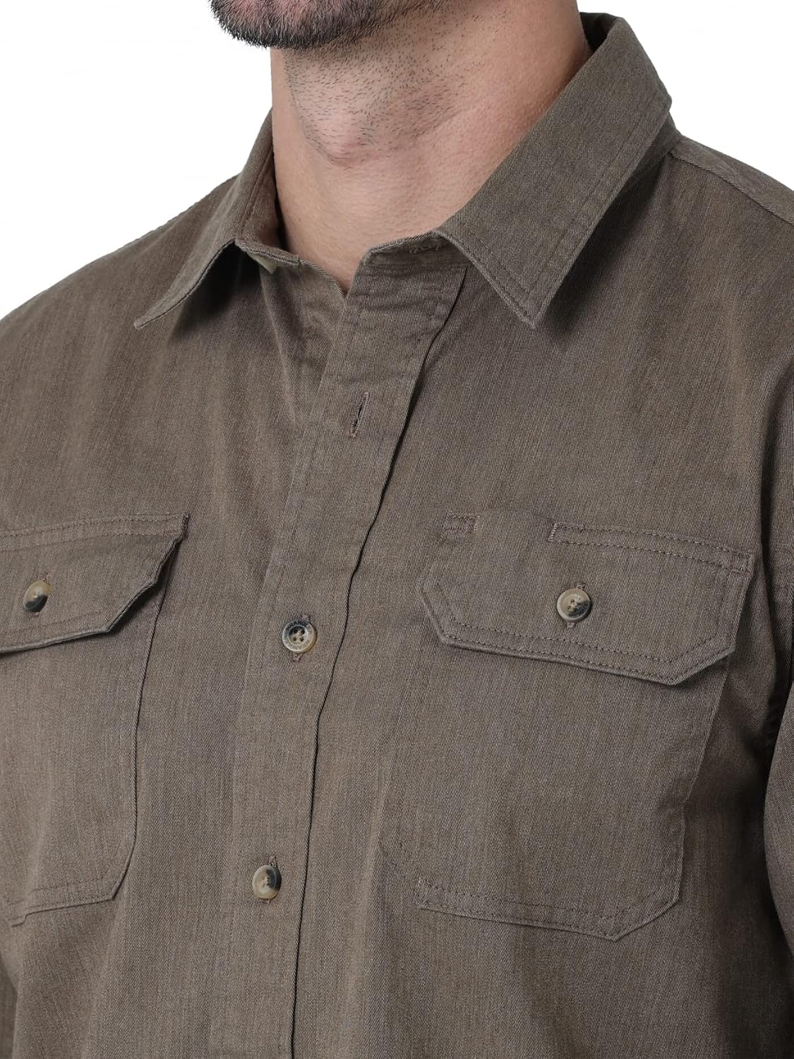 HOTWrangler Authentics Men's Long Sleeve Classic Woven Shirt