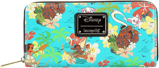 HOTLoungefly Disney's Moana All Over Print Zip Around Wallet Blue, Standard