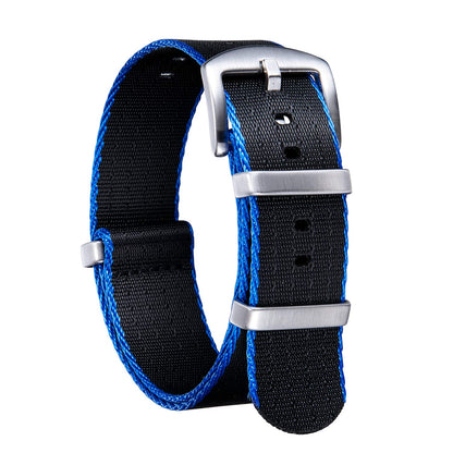 HOTBINLUN Nylon Watch Band 18mm,20mm,22mm,24mm Rugged Military Replacement Watch Straps Silver&Black Stainless Buckle Heavy-Duty Wristband For Traditional Men Women Watches