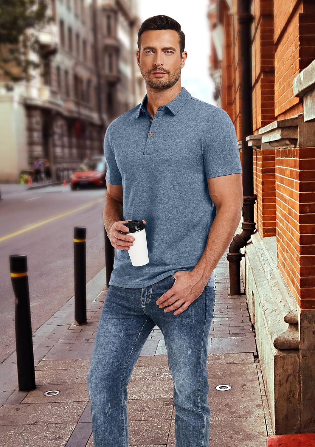 HOTPEGENO Mens Polo Shirts Short Sleeve Casual Cotton Golf Shirts Performance Polo Shirts for Men