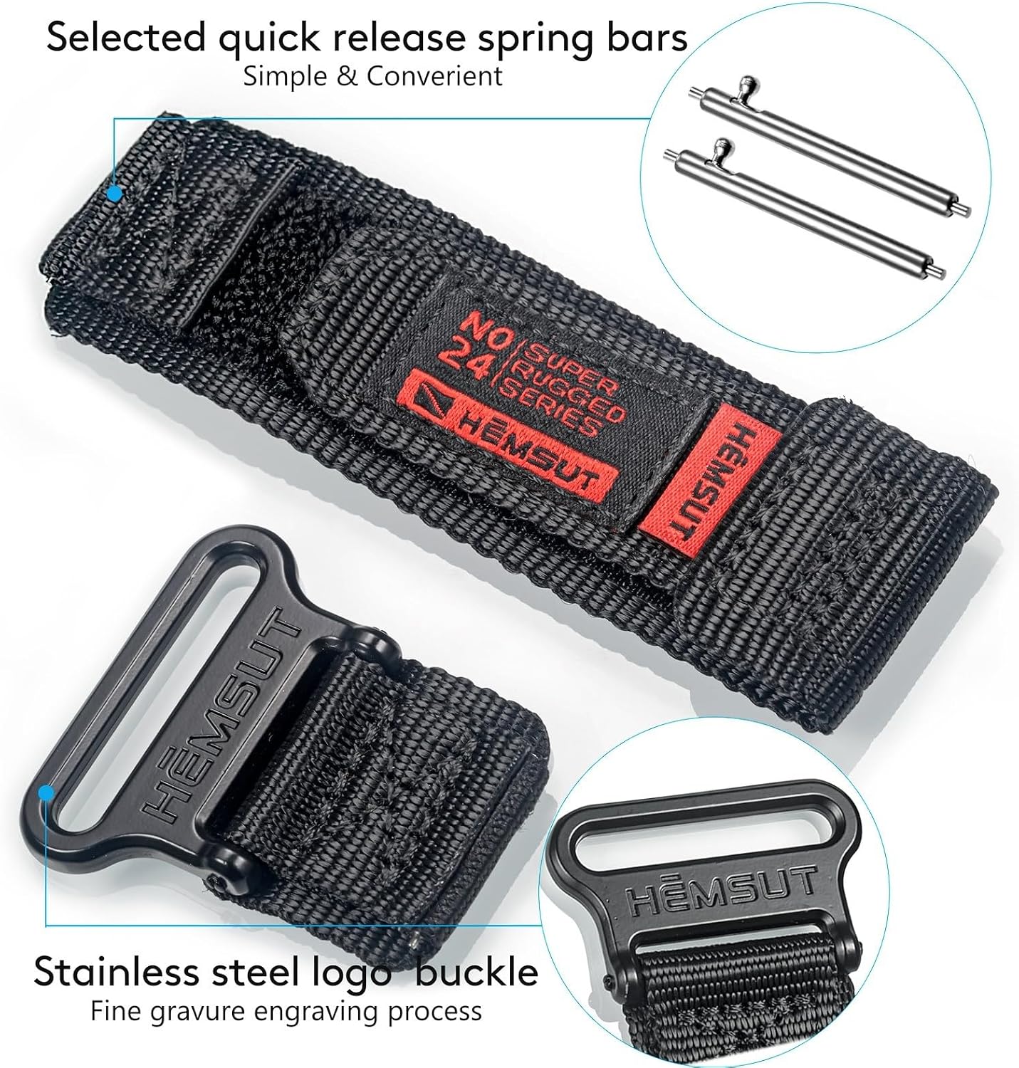 HOTQuick Release Watch Band Compatible with Garmin Vivoactive 3/5/6, Approach S42/S50, Vivomove HR, Nylon Replacement Wristbands for Amazfit Active 2 44mm/Active 3/GTR Mini/T-Rex 3 Pro 44mm(Not 48mm), Amazfit Cheetah 2 Pro(Not Cheetah/Cheetah Pro/Cheetah