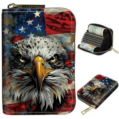 HOTCute Credit Card Holder with Zipper, Crow Skull RFID-Blocking Card Case Small Wallet for Women Men, Multi-slot Card Organizer Case Travel Accordion Wallet