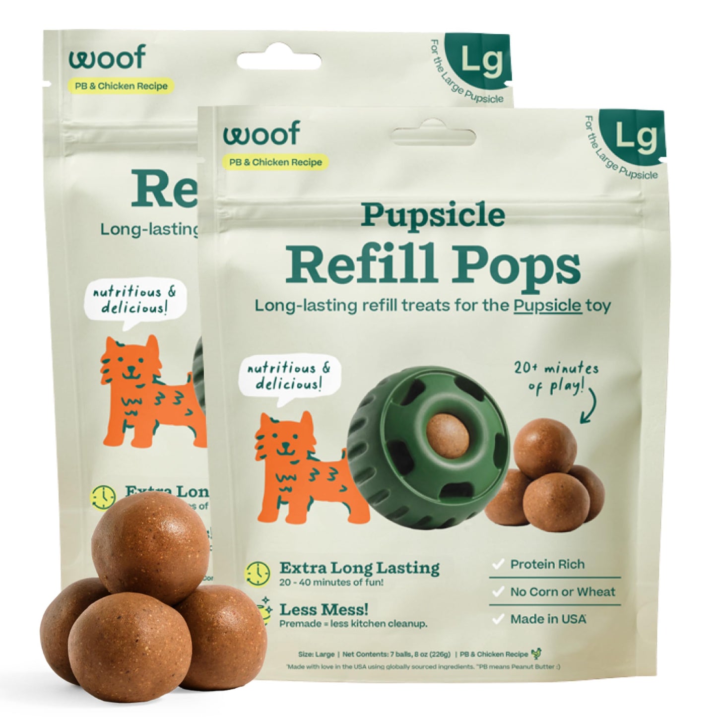 HOTWOOF Pupsicle Chicken Refill Pops, Delicious Long Lasting Dog Treats, Wholesome Ingredients, Pre-Made Large Pupsicle Refills Pops- For Dogs 25 - 75 lbs - 7 count