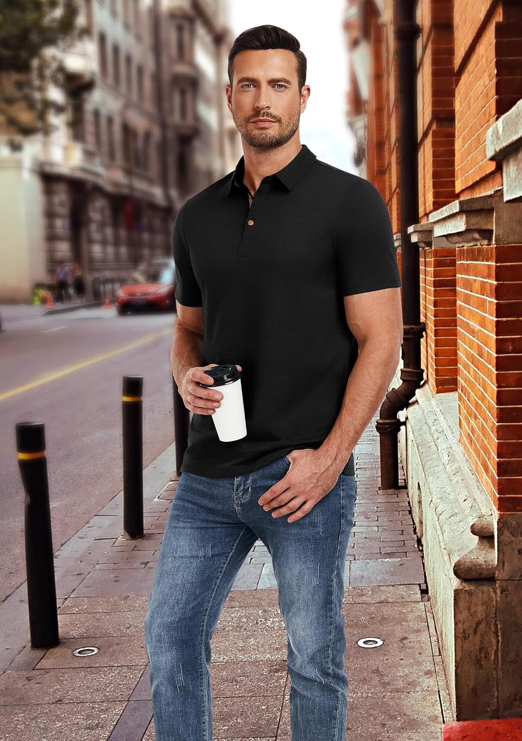 HOTPEGENO Mens Polo Shirts Short Sleeve Casual Cotton Golf Shirts Performance Polo Shirts for Men