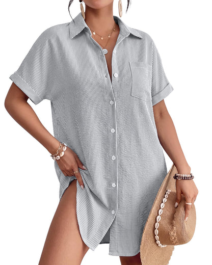 HOTBsubseach Women Swimsuit Coverup Shirt Dress Button Down Bathing Suit Cover Up Beach Vacation Outfits