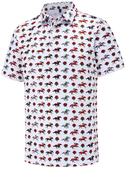 HOTtracamiy Men's Golf Polo Shirts Short Sleeve Performance Moisture Wicking Quick Dry Golf Polo Shirts for Men