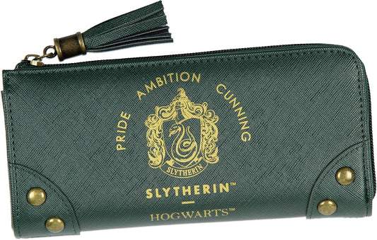 HOTBioworld Harry Potter Wallet Designer Hogwarts Slytherin House Zipper Clutch Faux Leather Wallet For Women