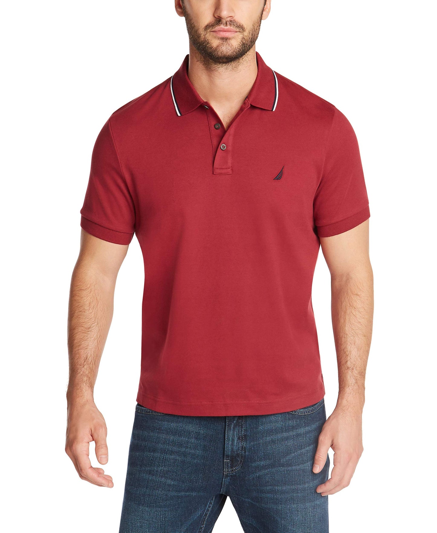 HOTNautica Men's Classic Fit Short Sleeve Dual Tipped Collar Polo Shirt