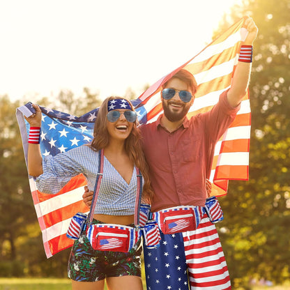 HOTMepase 4th of July Fanny Pack for Men America Flag Patriotic Beverage Beer Belt Suspenders 250th Anniversary Dress