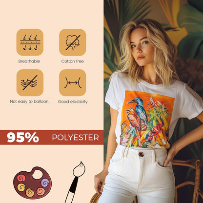 HOTJoyclub 5 PCS Unisex Sublimation Blanks Bulk Polyester T Shirts for Sublimation Crew Neck Short Sleeve Wholesale DIY Gifts