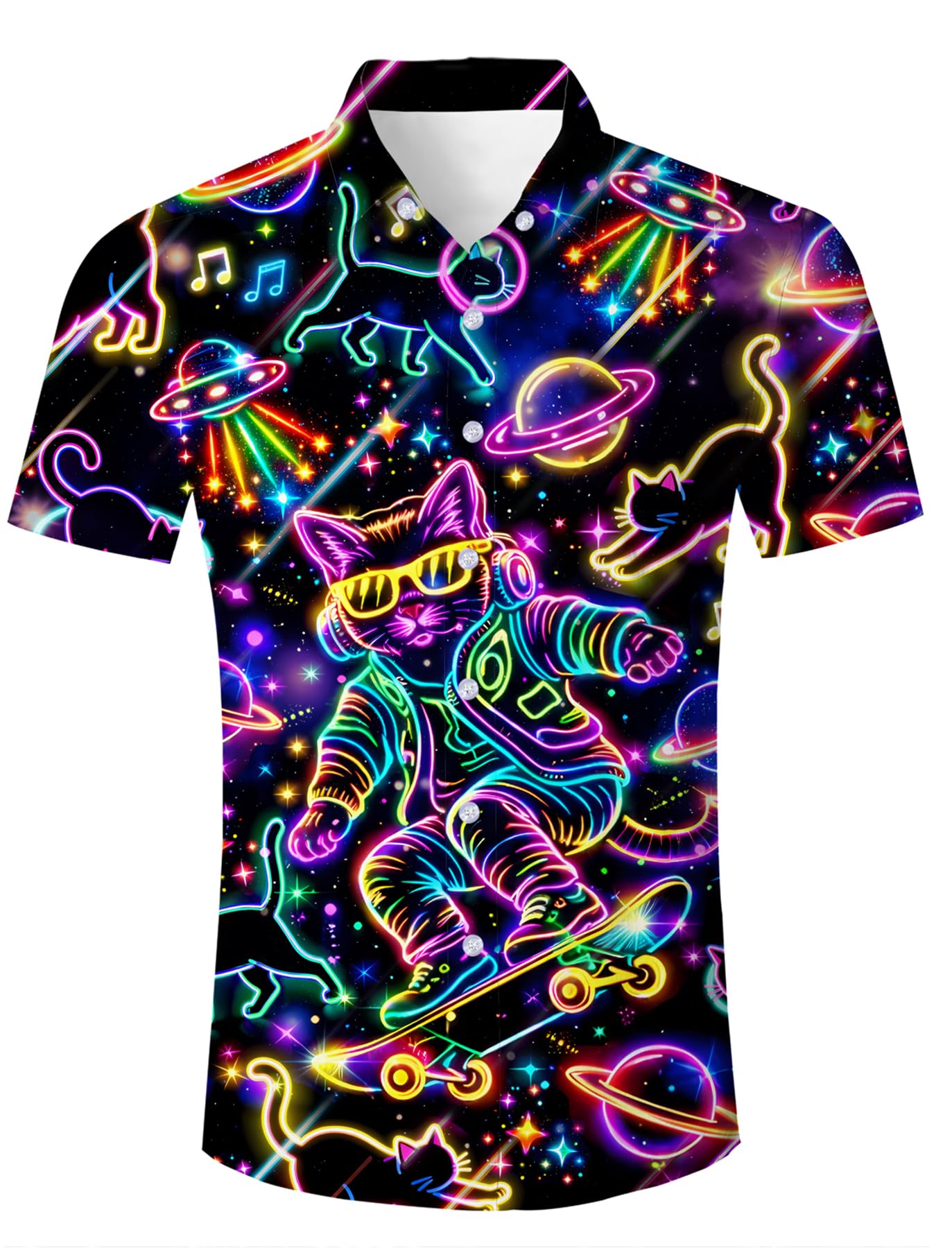HOTuideazone Mens Funny Hawaiian Shirts 3D Graphic Button Down Short Sleeve Tropical Holiday Beach Aloha Shirt