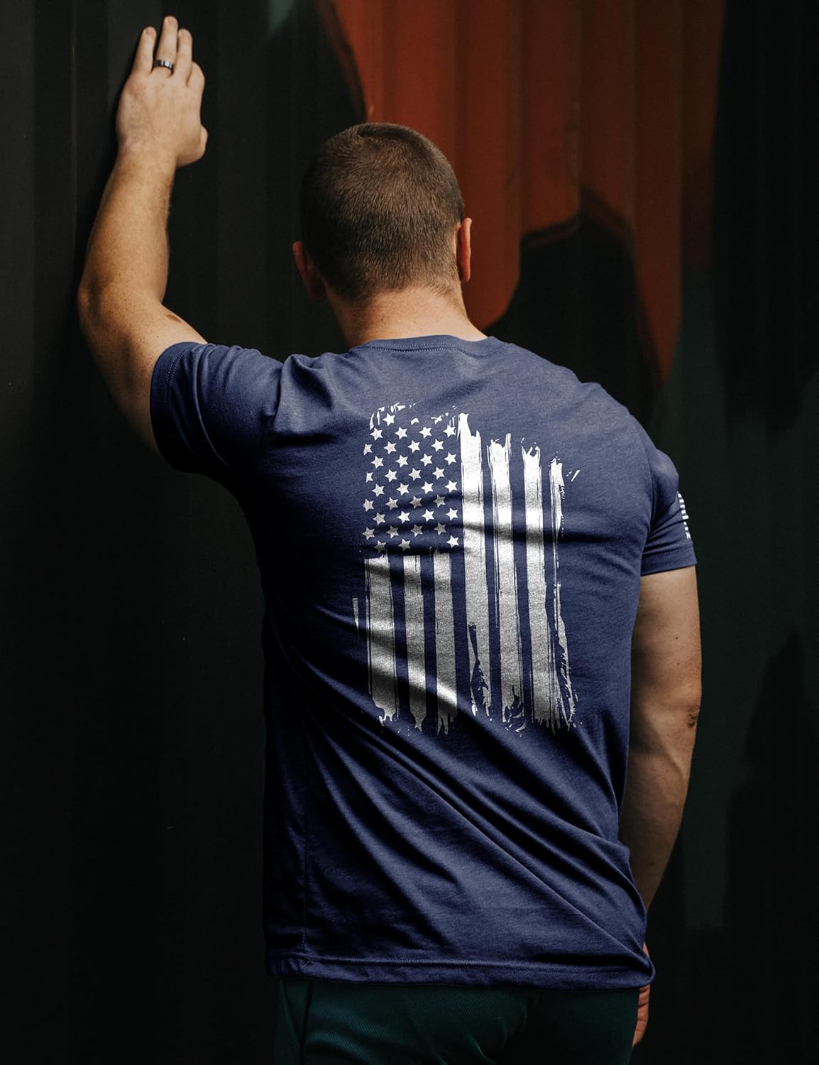 HOTNine Line American Flag T-Shirt for Men, USA Made Patriotic Shirt | Military Veteran Shirt, Freedom Shirt, 9 Line Apparel, America