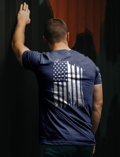 HOTNine Line American Flag T-Shirt for Men, USA Made Patriotic Shirt | Military Veteran Shirt, Freedom Shirt, 9 Line Apparel, America