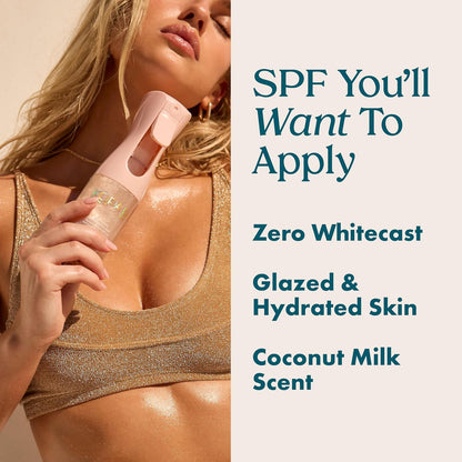 HOTKopari Rose Gold Sunglaze Sheer Body Mist Sunscreen SPF 42, Infused with Shimmering Body Oil, Hydrating Mist, Hydrates, Brightens, Makeup Friendly, Gives Skin a Glowy Finish, Lightweight,