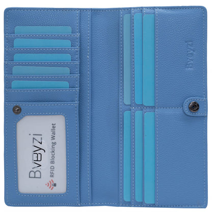 HOTBveyzi Ultra Slim Thin Leather RFID Blocking Credit Card Holder Bifold Clutch Wallets for Women