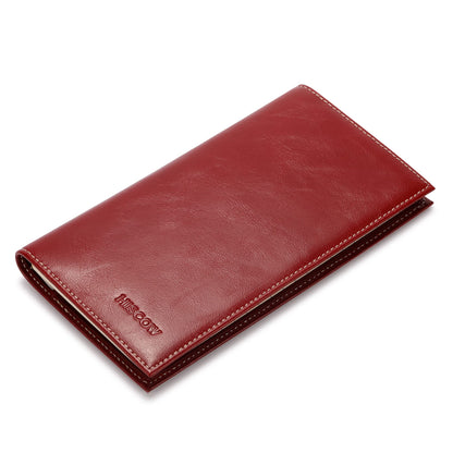 HOTHISCOW Slim Leather Checkbook Cover for Personal Checks | Full grain cowhide, transaction register & check book pockets, removable duplicate divider, durable stitching, gifts for men