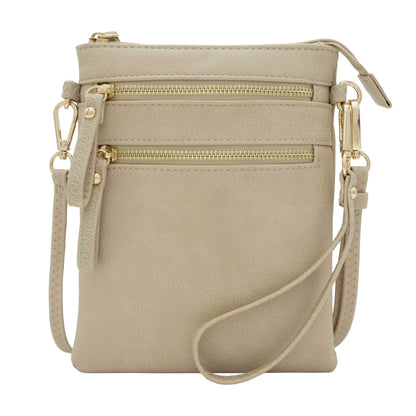 HOTSolene Small Crossbody Bag for Women, Multi Zip Pockets with Detachable Wristlet, Lightweight Travel Purse, Cell Phone Pouch