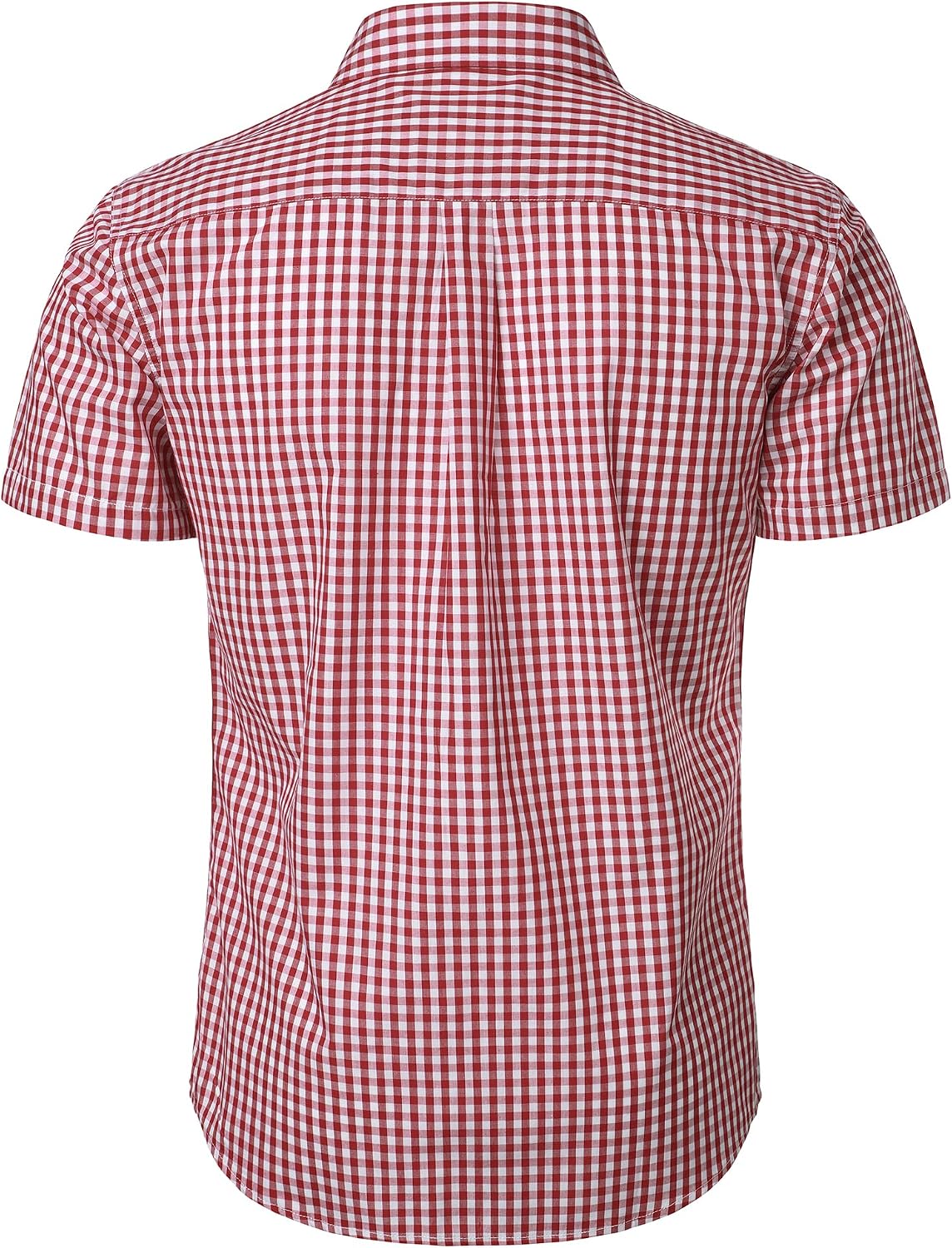 HOTLucMatton Men's Gingham Short Sleeve Button Down Shirt Cotton Regular Fit Plaid Dress Shirts with Pocket