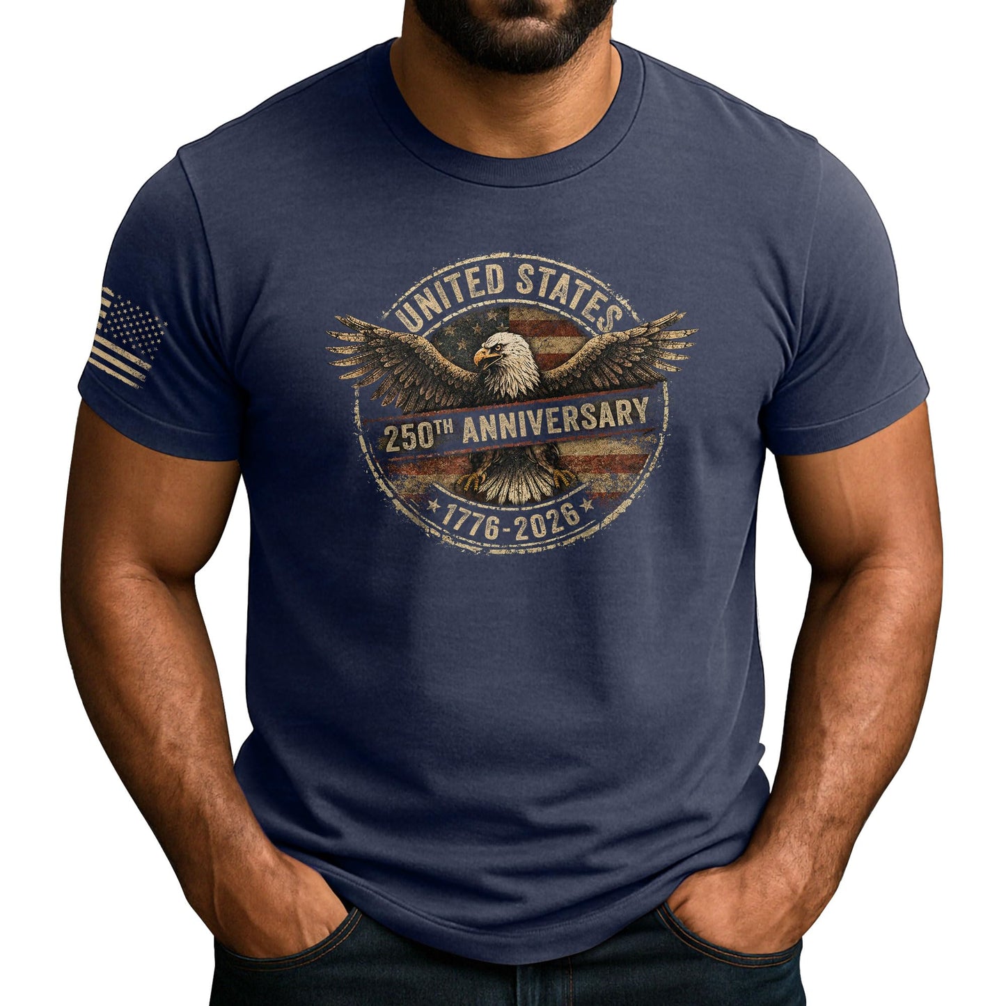 HOT250 Anniversary USA Shirt, USA Eagle Graphic Shirt for Men | Show your pride with these stylish men's patriotic shirts, designed for bold expression and comfortable, everyday wear