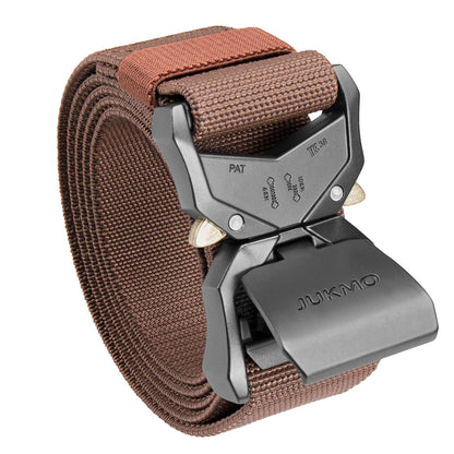 HOTJUKMO Tactical Belt, Military Hiking Rigger 1.5" Nylon Web Work Belt | Heavy Duty Quick Release Aluminum Alloy Buckle & Stretch Belt Strap