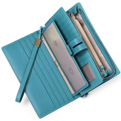 HOTSENDEFN Women's Wallet Large Capacity RFID Blocking Leather Wallets Credit Cards Organizer with Checkbook Holder