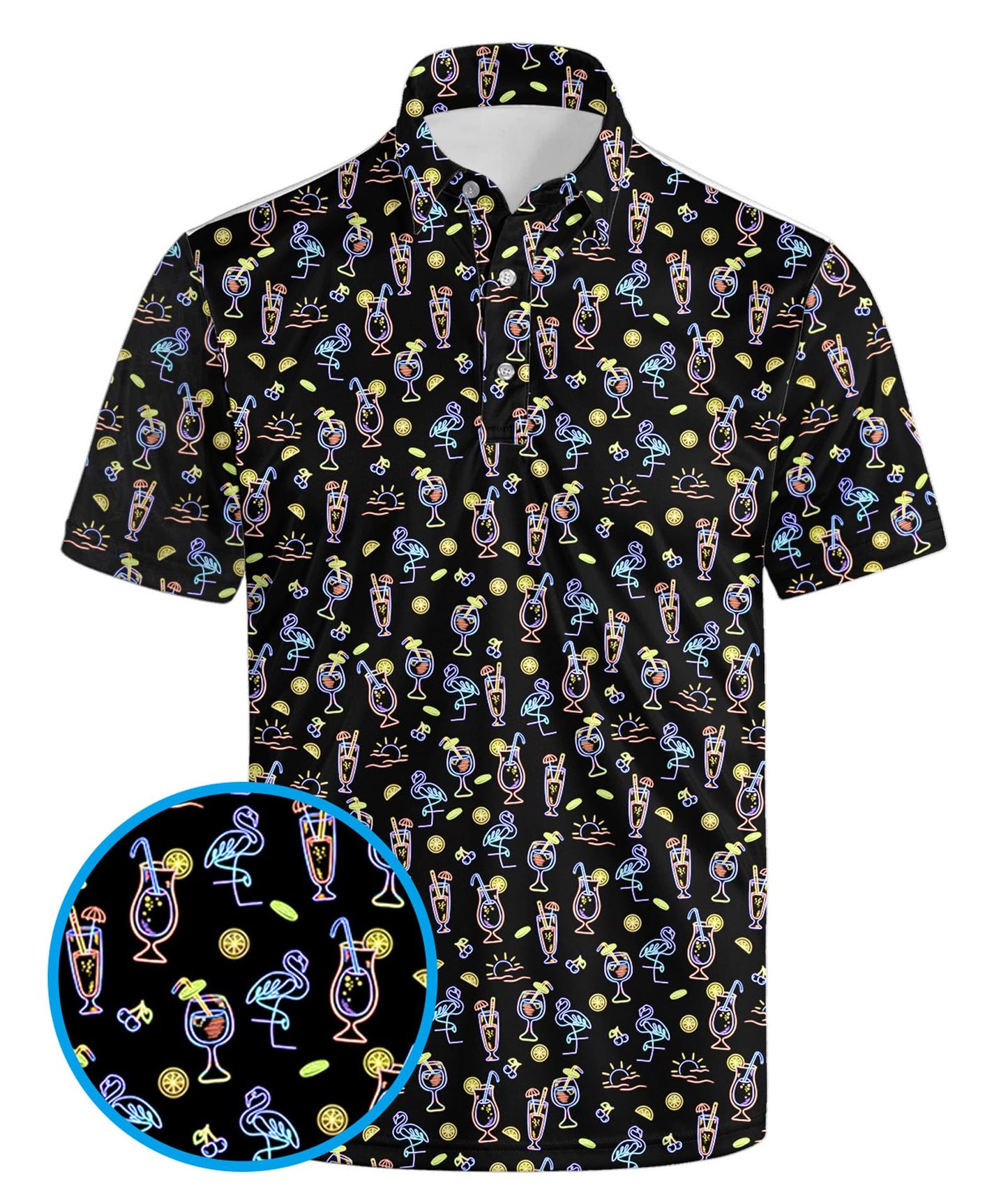 HOTGolf Polo Shirts for Men Funny Print Quick Dry Short Sleeve Performance Golf Shirts Moisture Wicking Polo Shirts