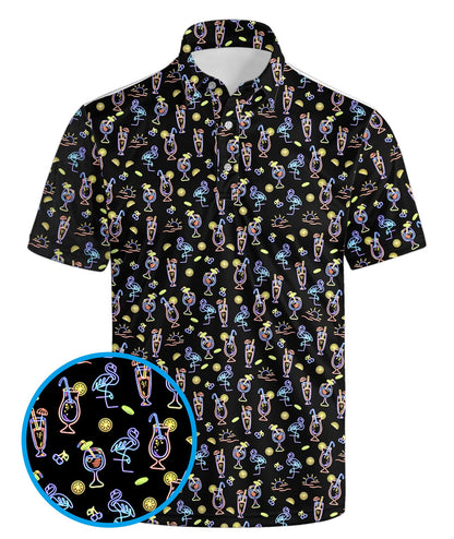 HOTGolf Polo Shirts for Men Funny Print Quick Dry Short Sleeve Performance Golf Shirts Moisture Wicking Polo Shirts
