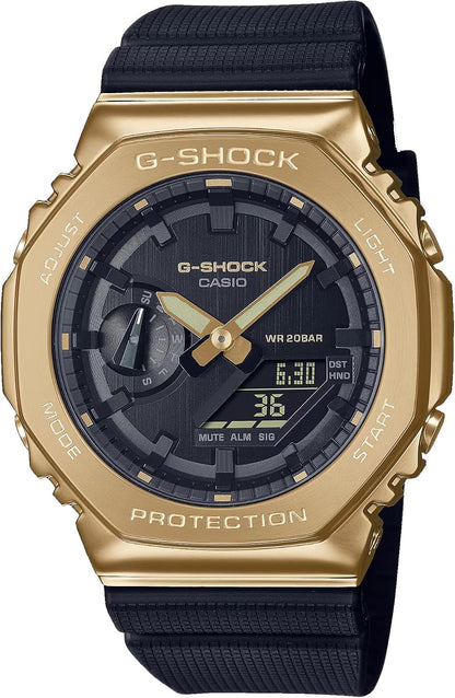 HOTG-Shock Casio Stay Gold Series Analog-Digital Metallic Gold and Black Resin Strap Watch | GM-2100G-1A9