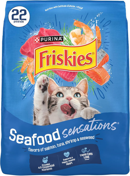 HOTPurina Friskies Dry Cat Food Seafood Sensations With Salmon, Tuna, and Shrimp Flavors - 22 lb. Bag