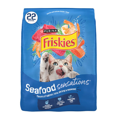 HOTPurina Friskies Dry Cat Food Seafood Sensations With Salmon, Tuna, and Shrimp Flavors - 22 lb. Bag