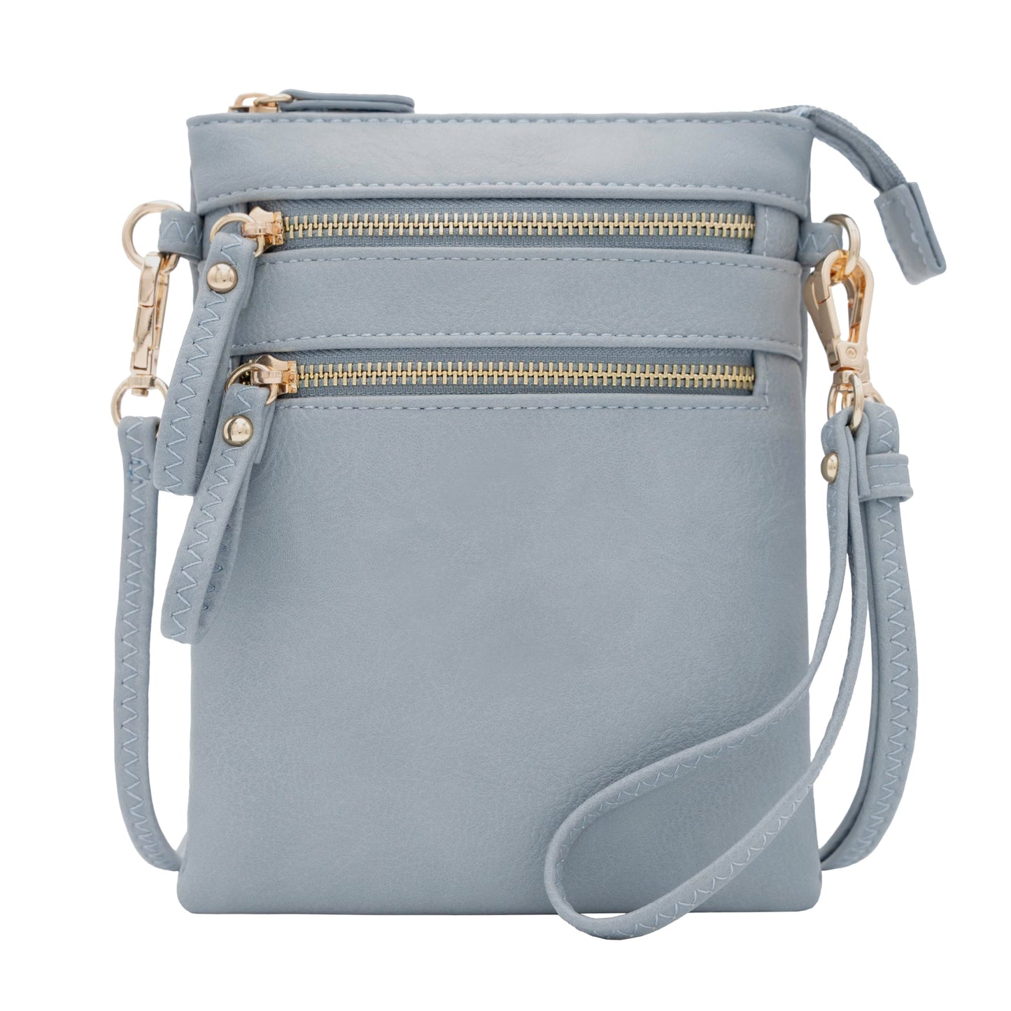 HOTSolene Small Crossbody Bag for Women, Multi Zip Pockets with Detachable Wristlet, Lightweight Travel Purse, Cell Phone Pouch
