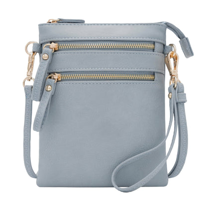 HOTSolene Small Crossbody Bag for Women, Multi Zip Pockets with Detachable Wristlet, Lightweight Travel Purse, Cell Phone Pouch