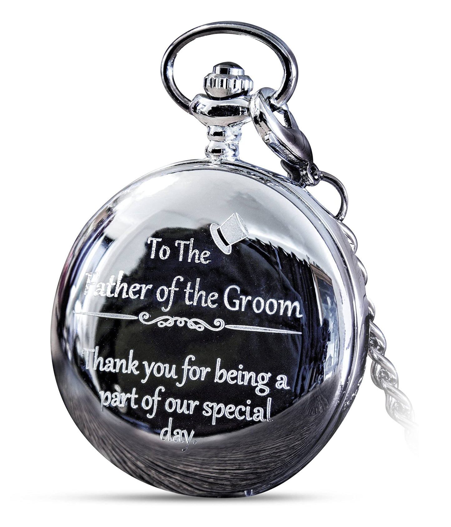 HOTFJ FREDERICK JAMES Wedding Pocket Watches for Groomsman, Best Man, Groom, Father of The Bride & Groom I Silver Engraved I Complete Their Wedding Attire