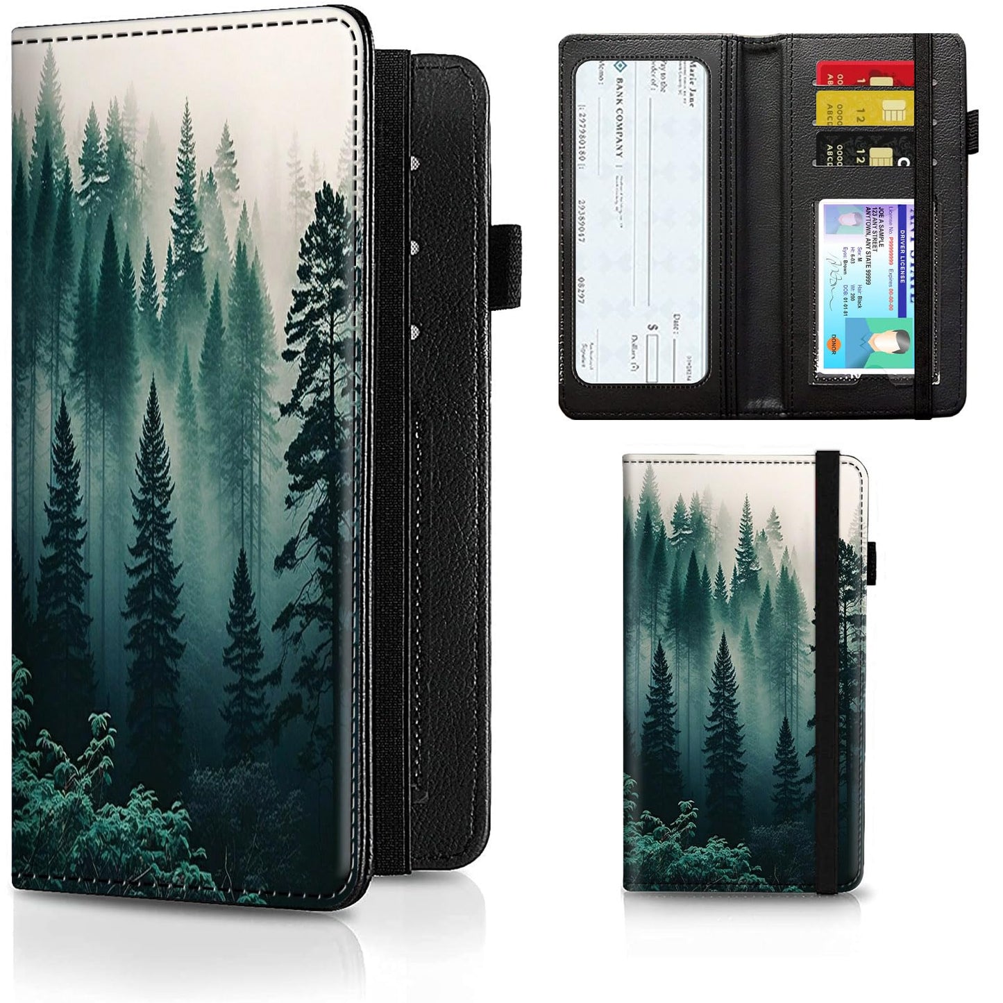 HOTCheckbook Cover for Men Women PU Leather Slim Check Book Holder Covers Wallet Case with Card Slots Duplicate Checks Card Pen Holder with RFID Blocking & Elastic Strap,Cute A Cat
