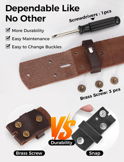 HOTNo Buckle Full Grain Leather Belt Men Women Fits With 1.5 Inch Buckle