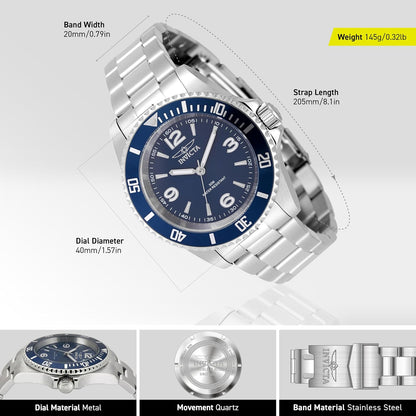 HOTInvicta Mens Watch Stainless Steel 40mm