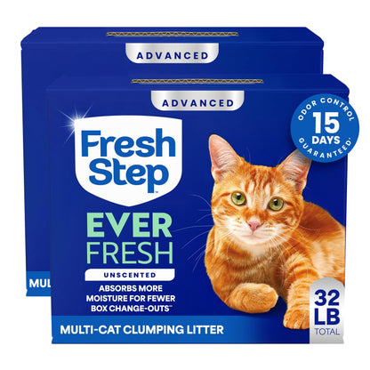 HOTFresh Step Advanced Ever Fresh Multi Cat Clumping Litter with Febreze Freshness, Ammonia Block Technology, Ultra Absorbent, 16 lb. Box, Pack of 2