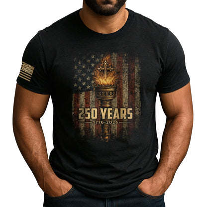 HOT250 Anniversary USA Shirt, Christian Shirts for Men | Celebrate your faith and American pride with our unique collection of cross-themed apparel and 250th anniversary shirts