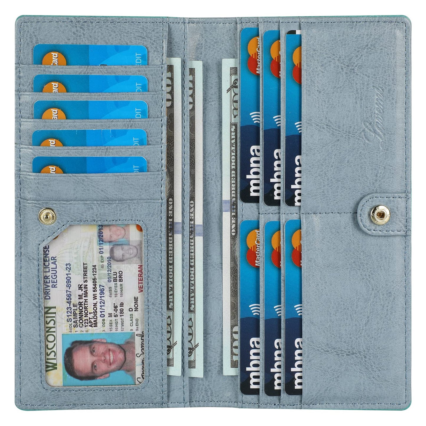 HOTLavemi Ultra Slim Thin Leather Women Wallet RFID Blocking Credit Card Holder Bifold Long Ladies Billfold