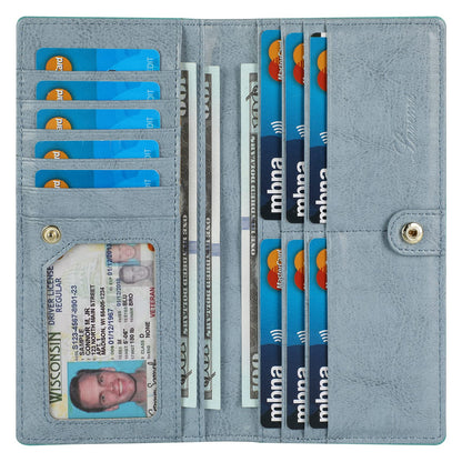 HOTLavemi Ultra Slim Thin Leather Women Wallet RFID Blocking Credit Card Holder Bifold Long Ladies Billfold