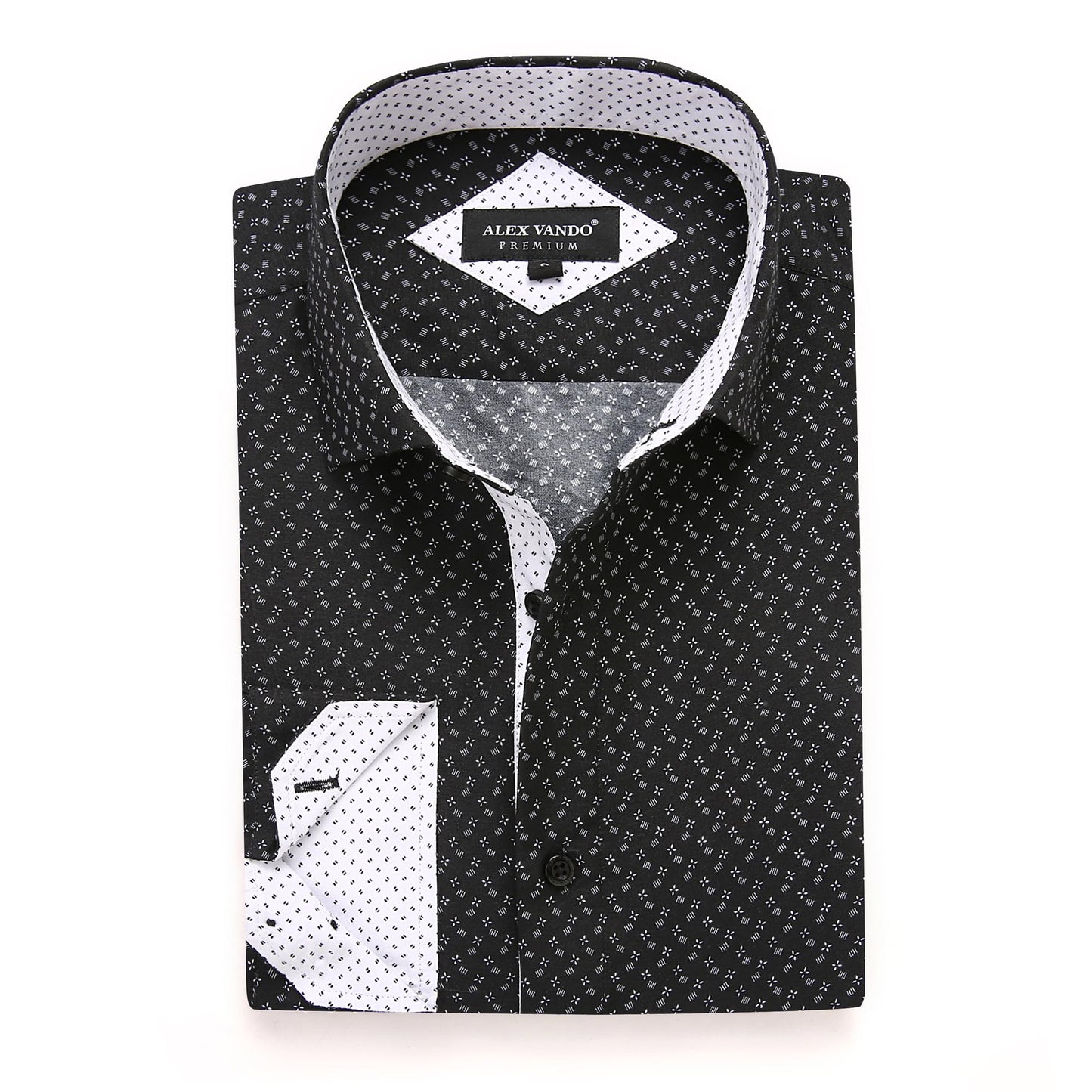 HOTAlex Vando Mens Printed Dress Shirts Regular Fit Casual Button Down Shirt | Wrinkle resistant, Machine washable, Contrast on inner collar & cuff, True-to-size cut, Business & Daily, Easy outfit pairing