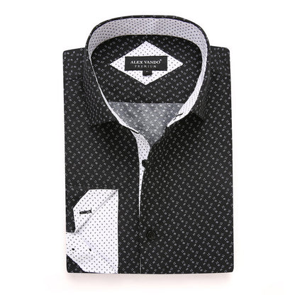 HOTAlex Vando Mens Printed Dress Shirts Regular Fit Casual Button Down Shirt | Wrinkle resistant, Machine washable, Contrast on inner collar & cuff, True-to-size cut, Business & Daily, Easy outfit pairing