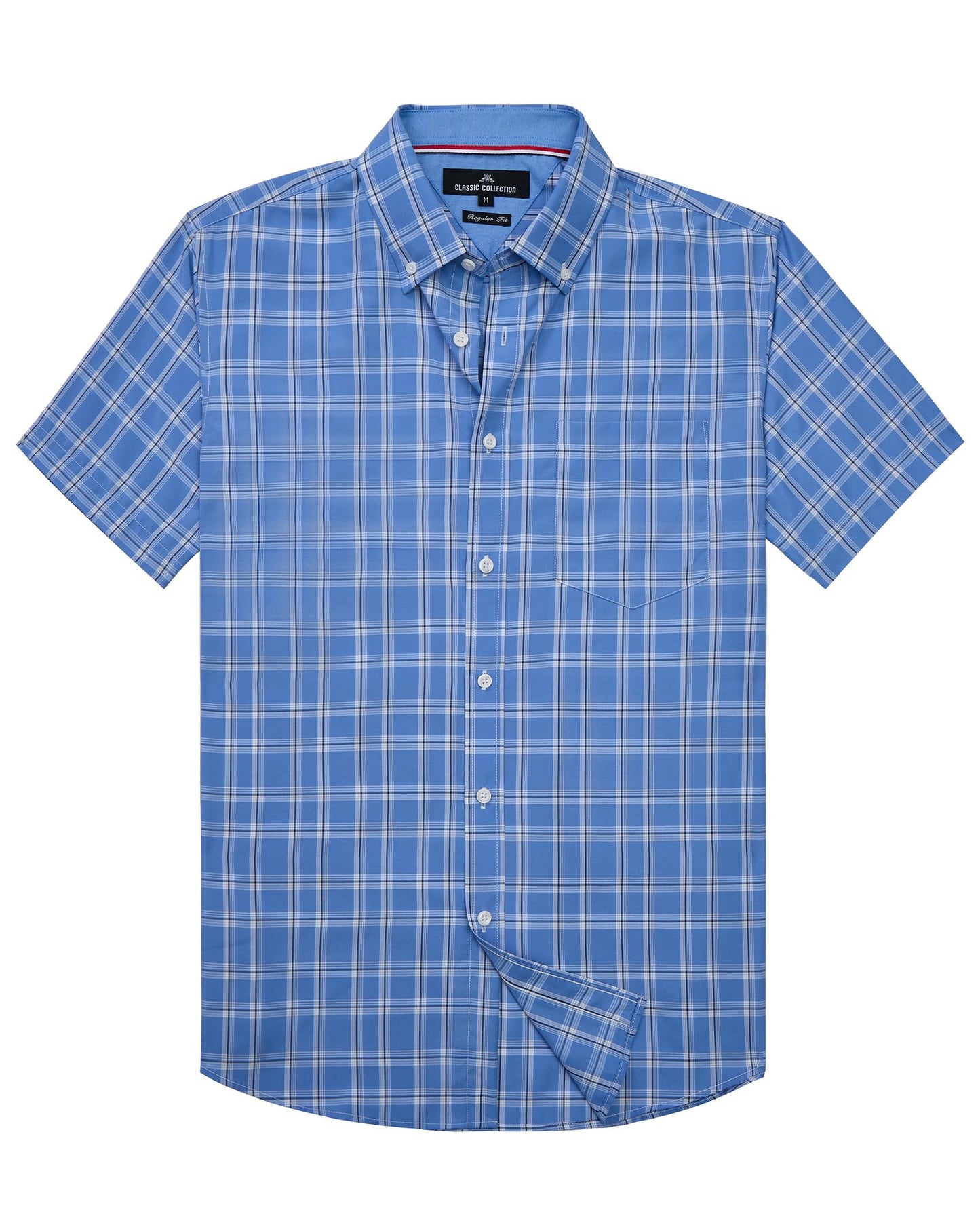 HOTAlimens & Gentle Plaid Mens Short Sleeve Button Down Shirts with Pocket | Lightweight,Button-Down Collar,Regular Fit,Excellent Colors,Breathable,Casual,Cotton Blend,Easy Care