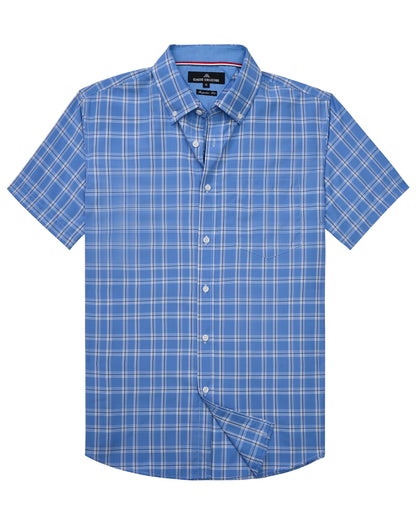 HOTAlimens & Gentle Plaid Mens Short Sleeve Button Down Shirts with Pocket | Lightweight,Button-Down Collar,Regular Fit,Excellent Colors,Breathable,Casual,Cotton Blend,Easy Care