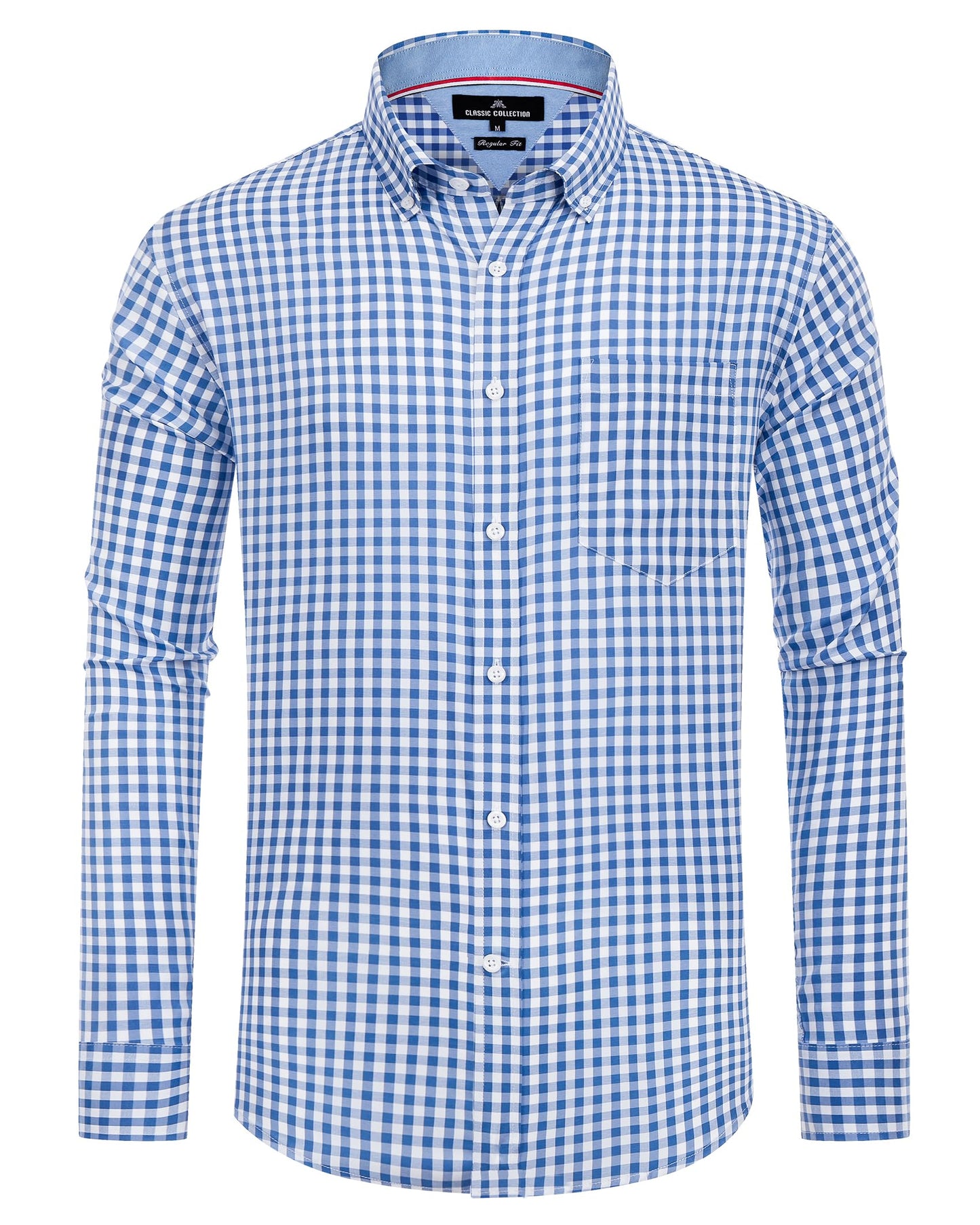 HOTAlimens & Gentle Men's Plaid Button Down Shirts Cotton Long Sleeve Dress Shirts Regular Fit Gingham Shirts