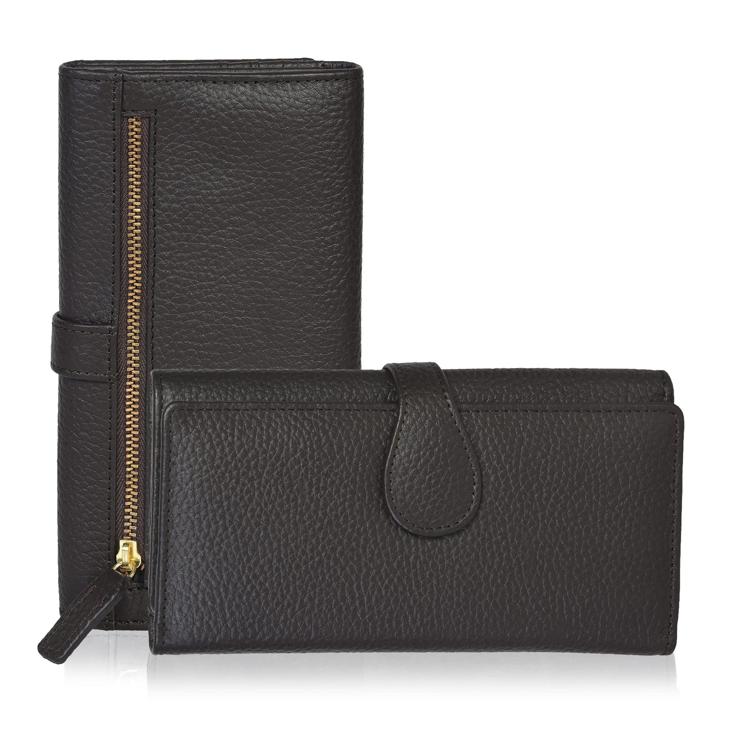 HOTReal Leather Women Wallet Leather with RFID Blocking -Trifold Card Holder Designer Ladies Clutch with ID Window Wallets